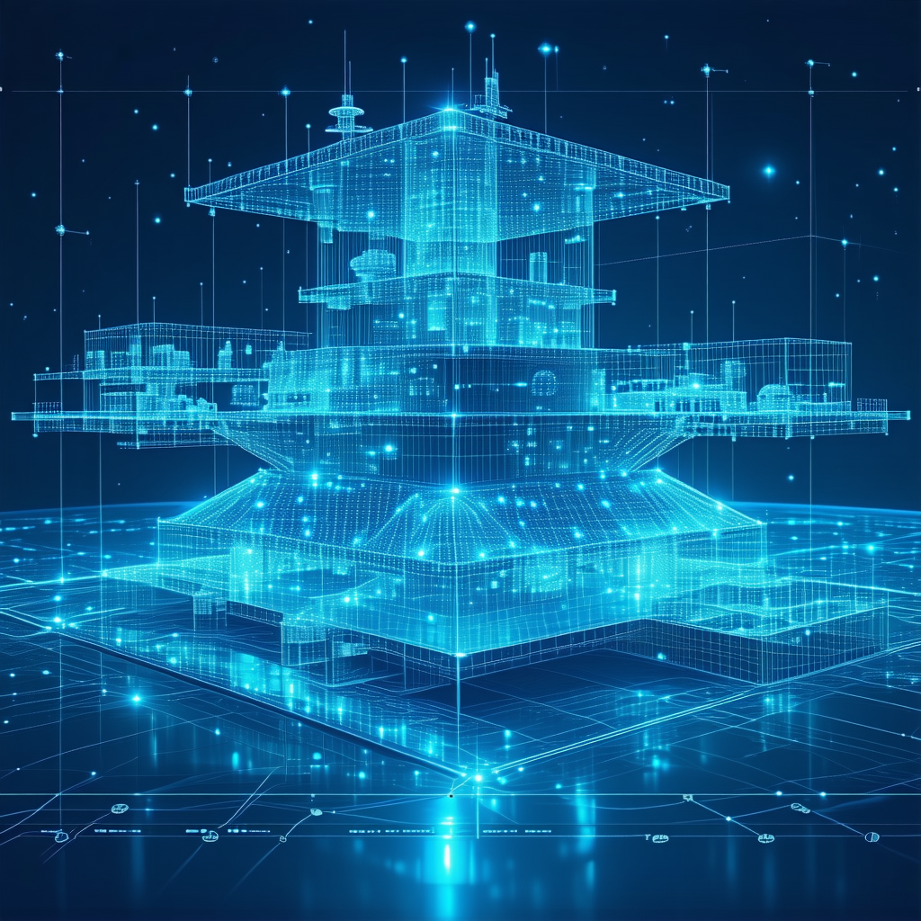 The Image Is A Futuristic, Three-dimensional Representation Of A Building