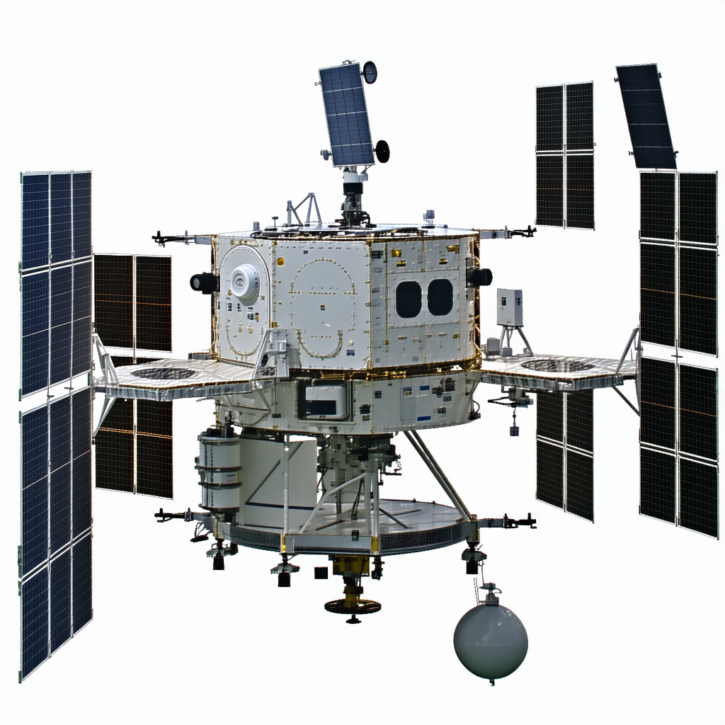 A Spacecraft With A Large Dome On Top, Which Is Likely A Satellite