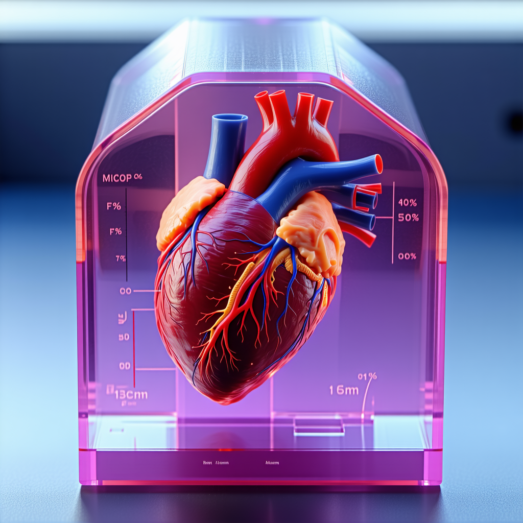 A Purple Plastic Heart Model Is Displayed On A Table
