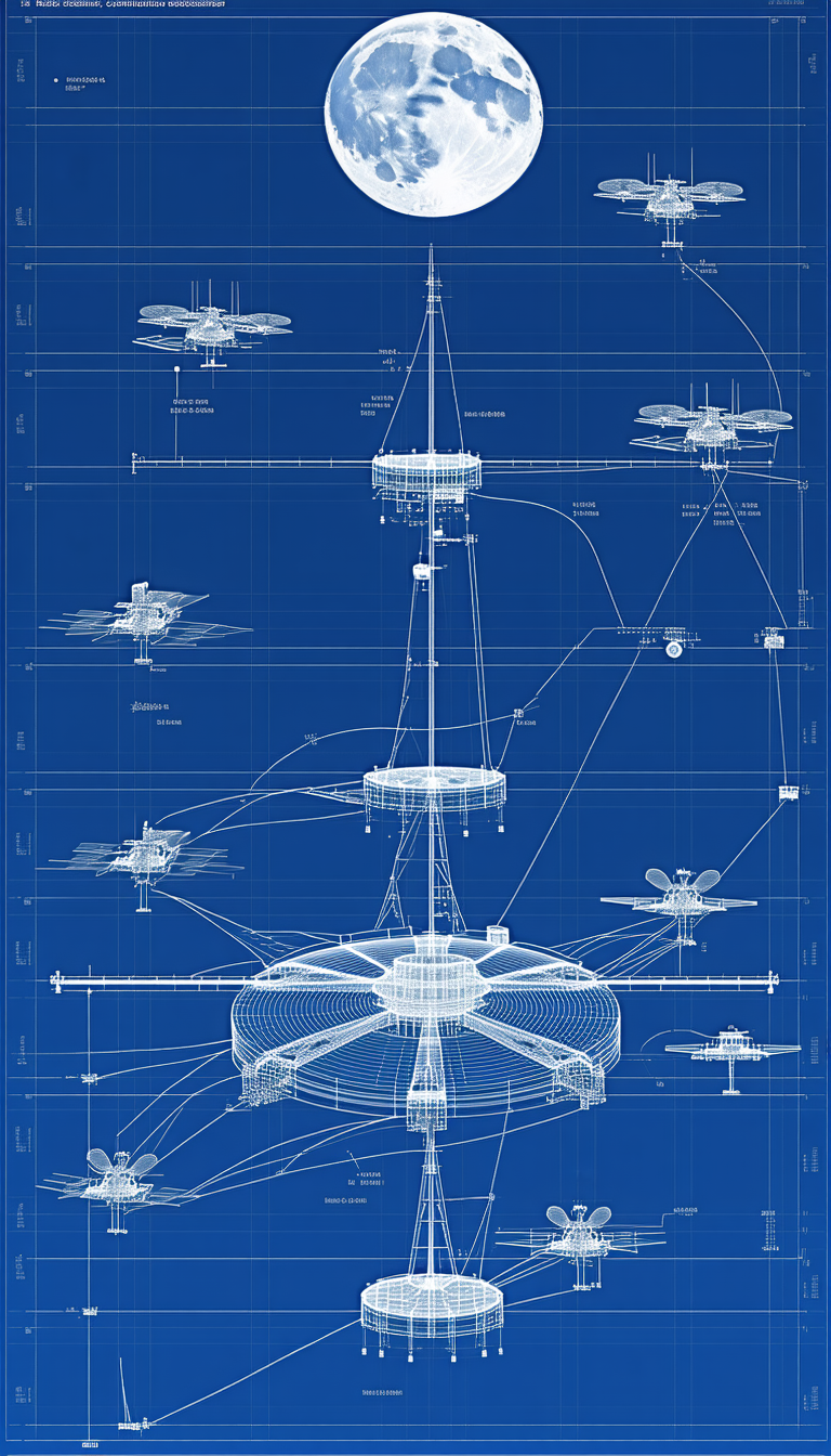 A Blue Drawing Of A Large Structure Is Displayed