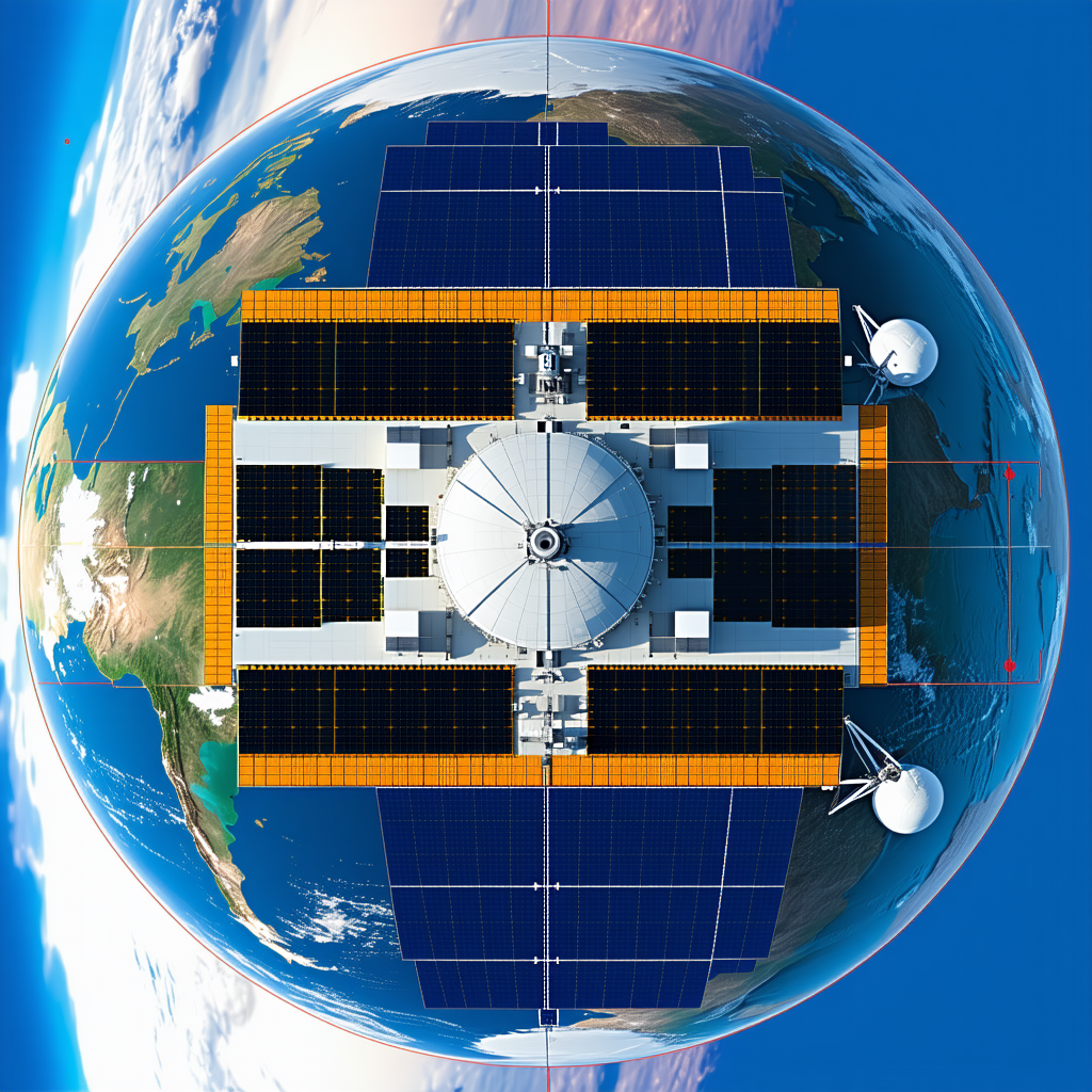 A Large Satellite Dish, Which Is A Part Of A Space Station, Located On The Side Of A Large Globe