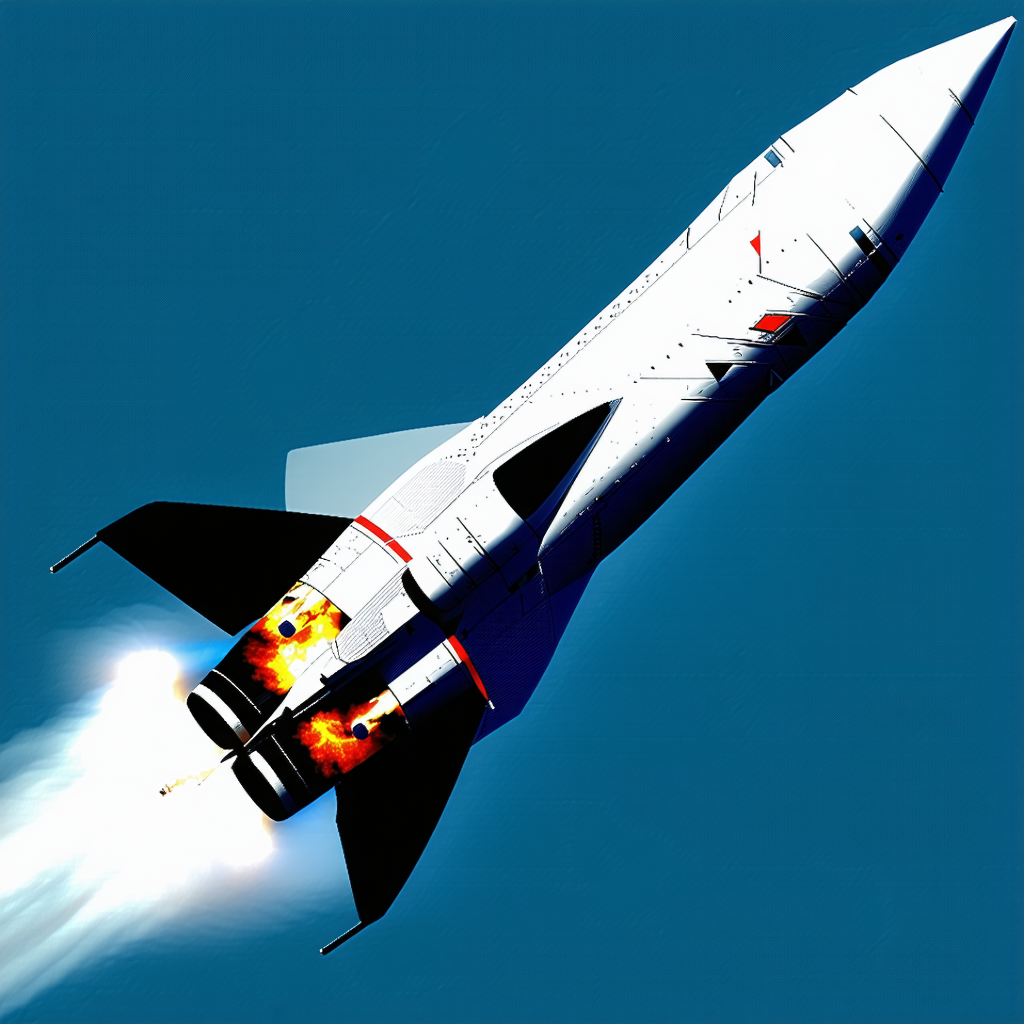 A Rocket Is Flying Through The Sky, Leaving A Trail Of Smoke Behind It