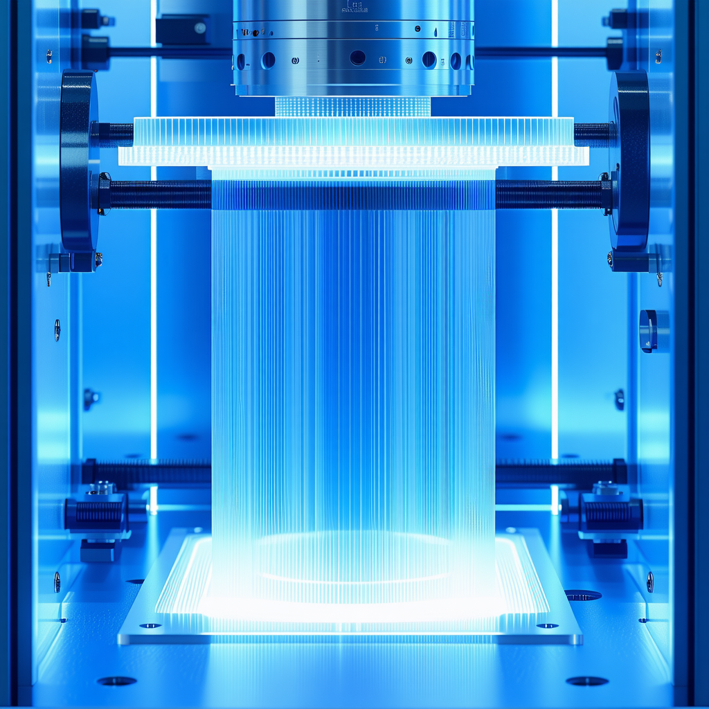 A Large Machine With A Blue Light Illuminating It