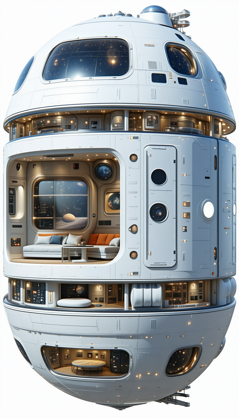 A Futuristic Space Station With A Large White Dome On Top