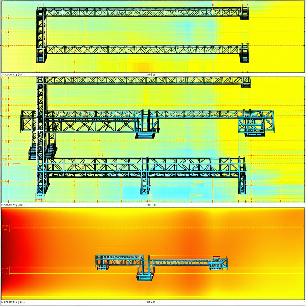 The Image Is A 3d Model Of A Large Blue Structure, Possibly A Bridge Or A Building