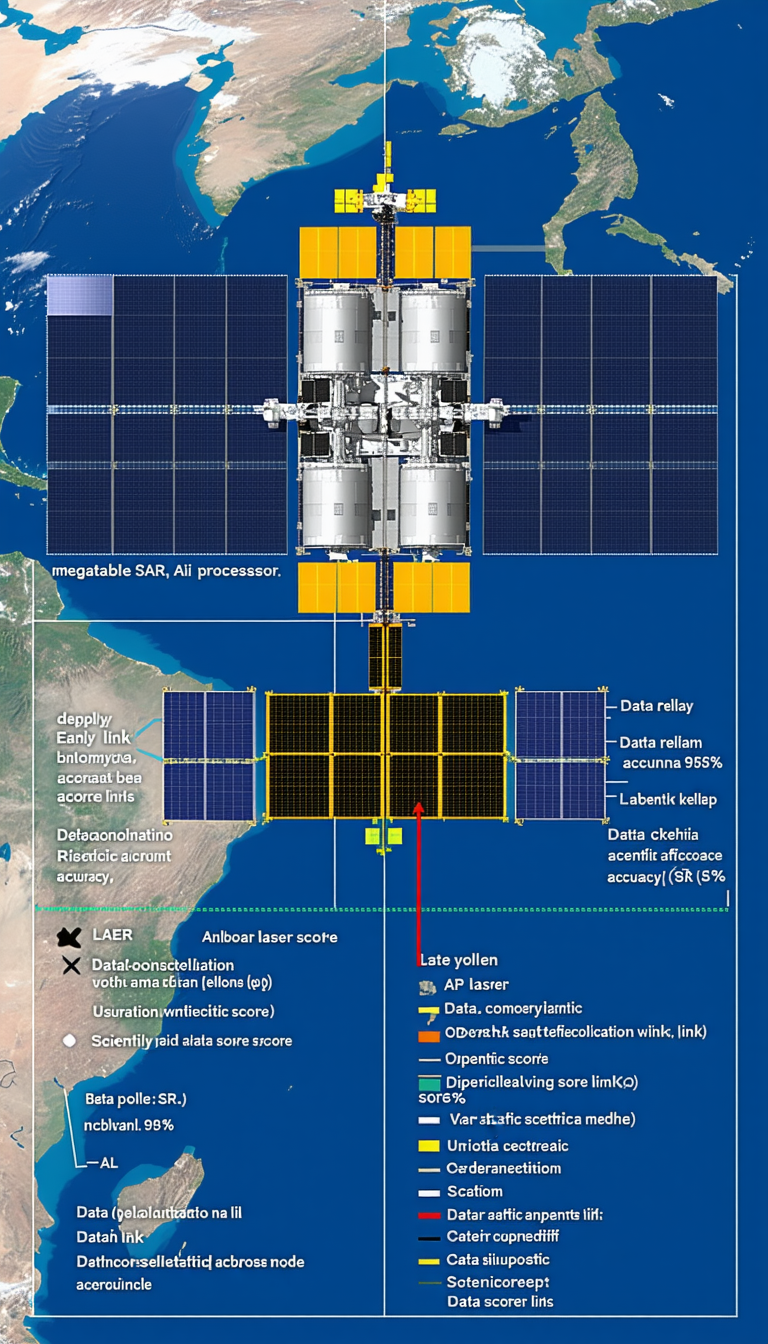 The Image Is A Diagram Showing The Different Components Of A Satellite