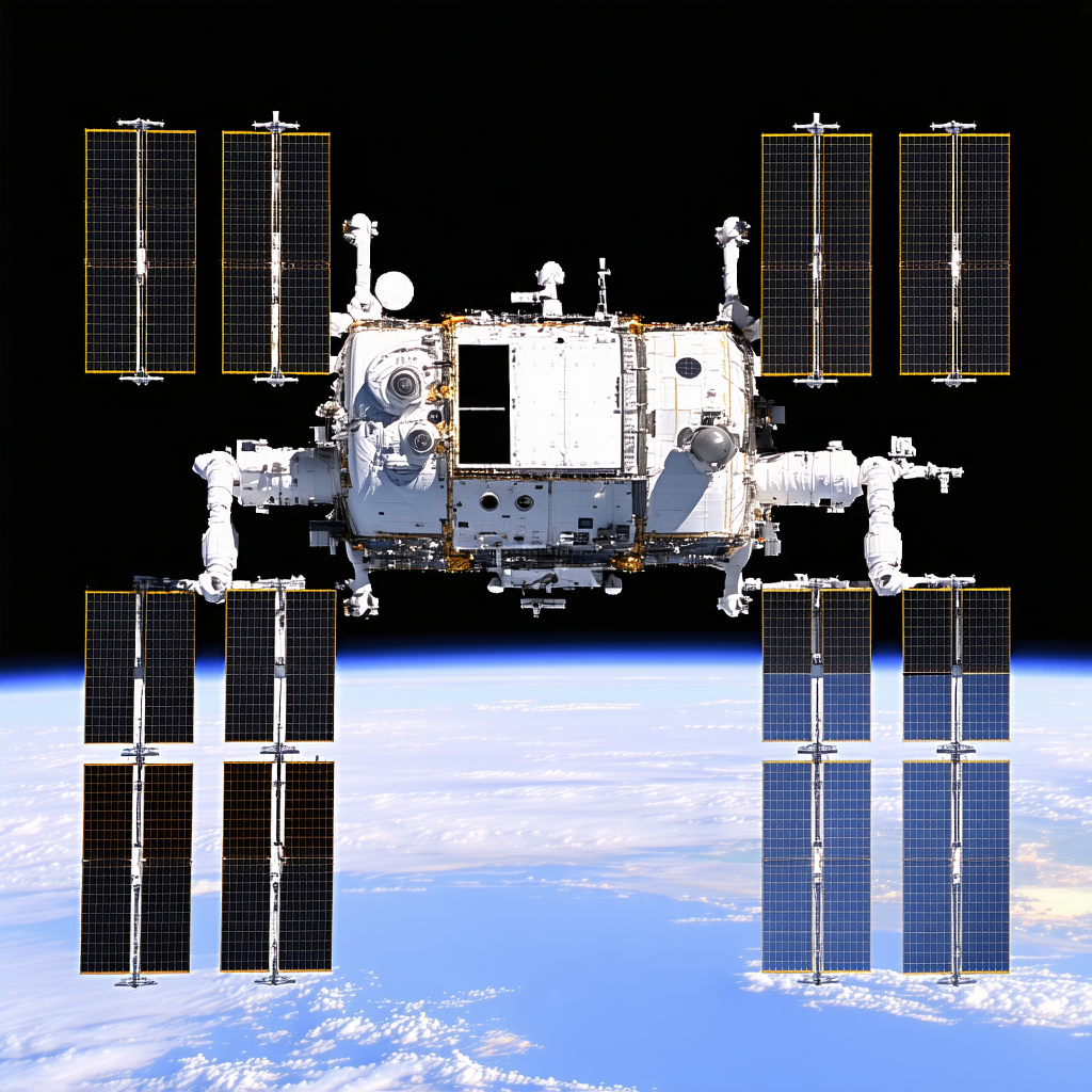 A Space Shuttle With A Large Satellite On Its Back, Flying Through The Sky