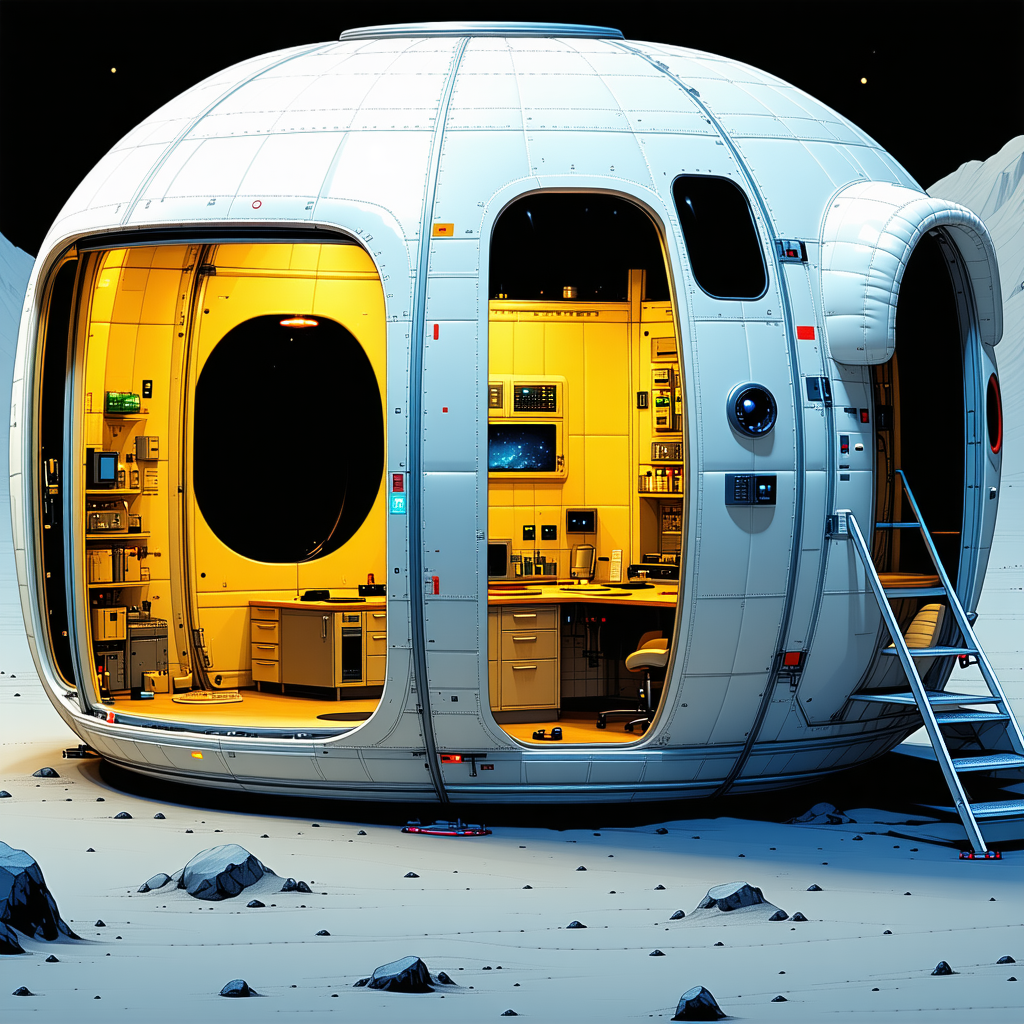 The Image Is A Futuristic Space Station With A Large White Dome On Top