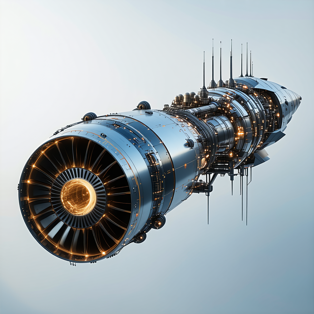 A Large, Futuristic Spacecraft Is Shown In A Blue Sky
