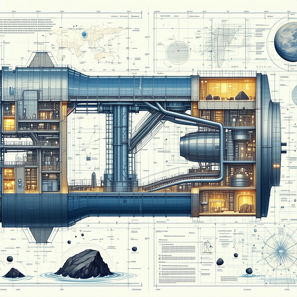 A Large Blue Spacecraft Is Shown In A Detailed Drawing