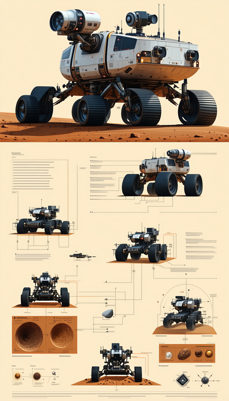 A Large Poster Is Displayed, Showcasing A Robotic Vehicle With A Large Wheel