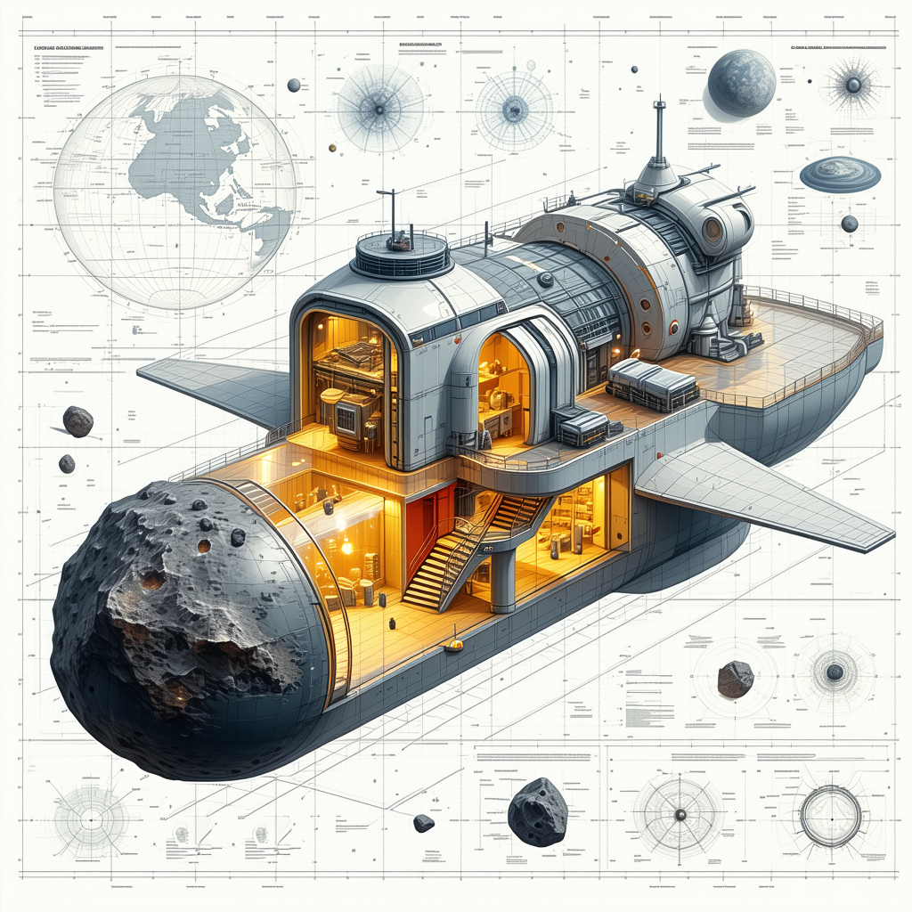 large spacecraft shown detailed drawing