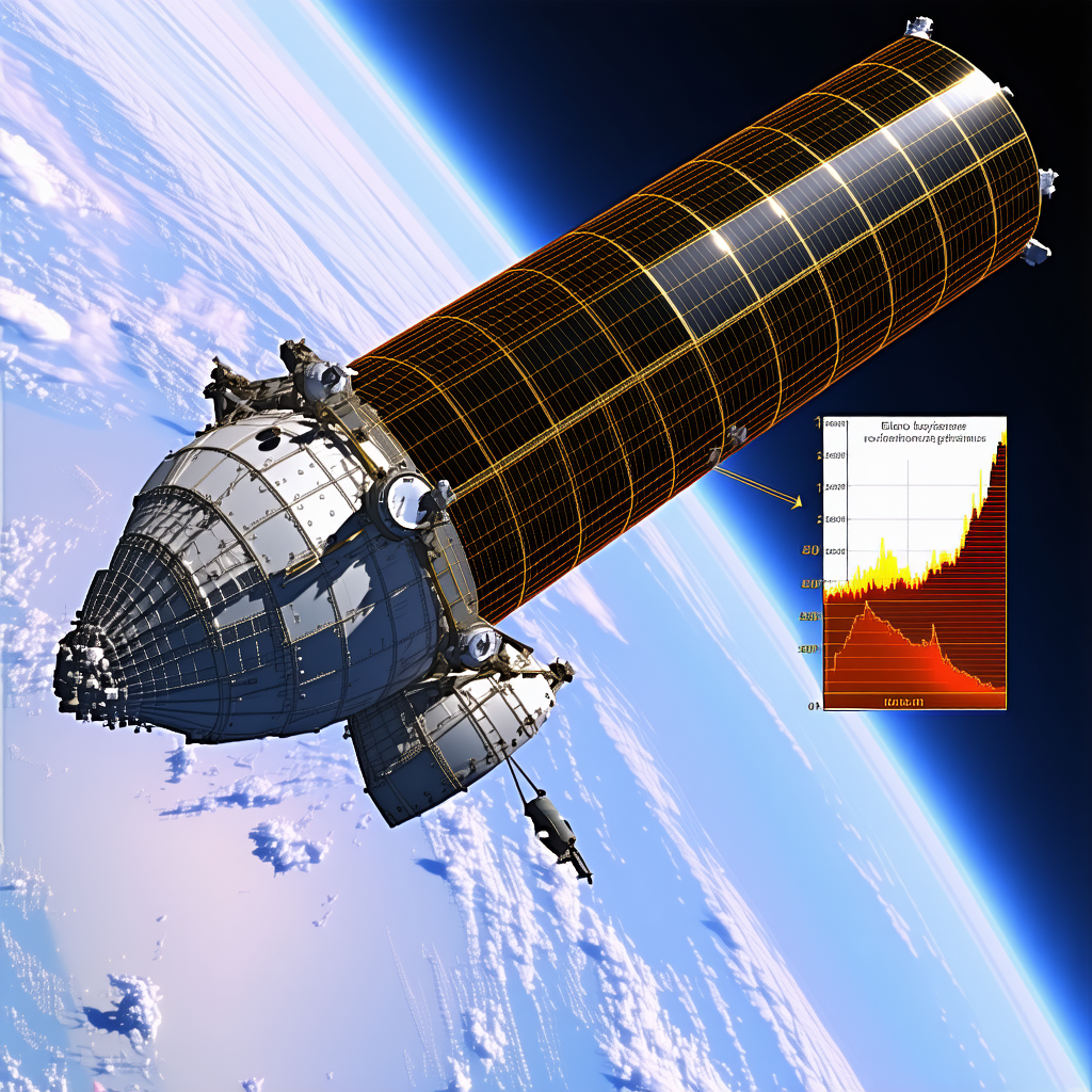 A Spacecraft Is Shown In A Close-up View, With A Large Orange Line On The Side Of The Spacecraft