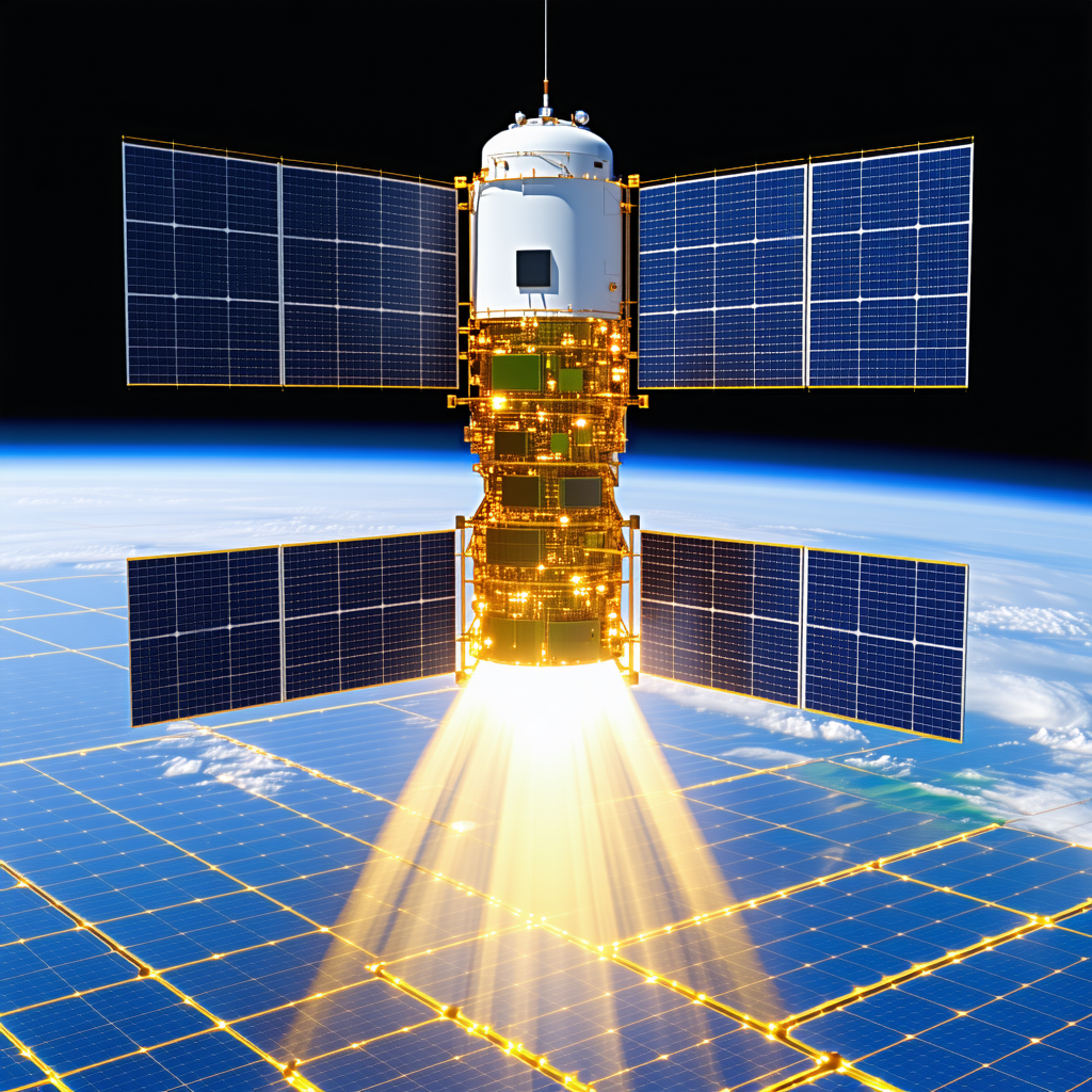 A Spacecraft With A Large Dome On Top, Floating In The Sky