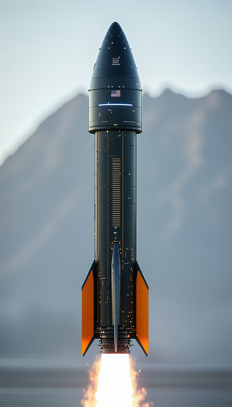 A Large Rocket Ship, Possibly A Space Shuttle, Sitting On A Mountain Top