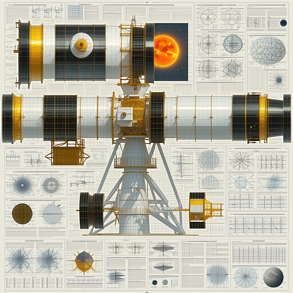 A Large, Detailed Drawing Of A Space Station Is Displayed On A Page