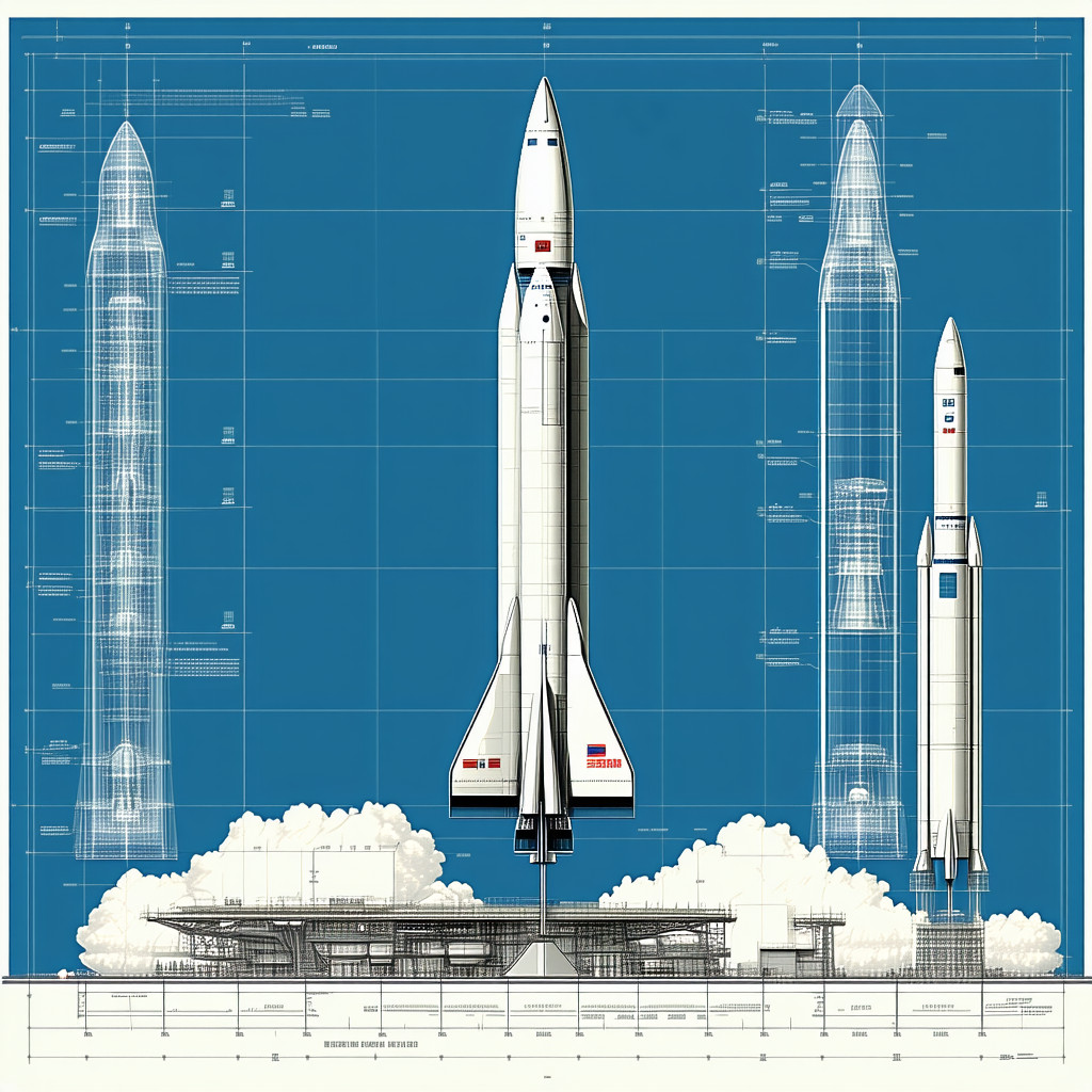 A Space Shuttle Is Shown In A Drawing, With A Smaller Rocket Ship Next To It