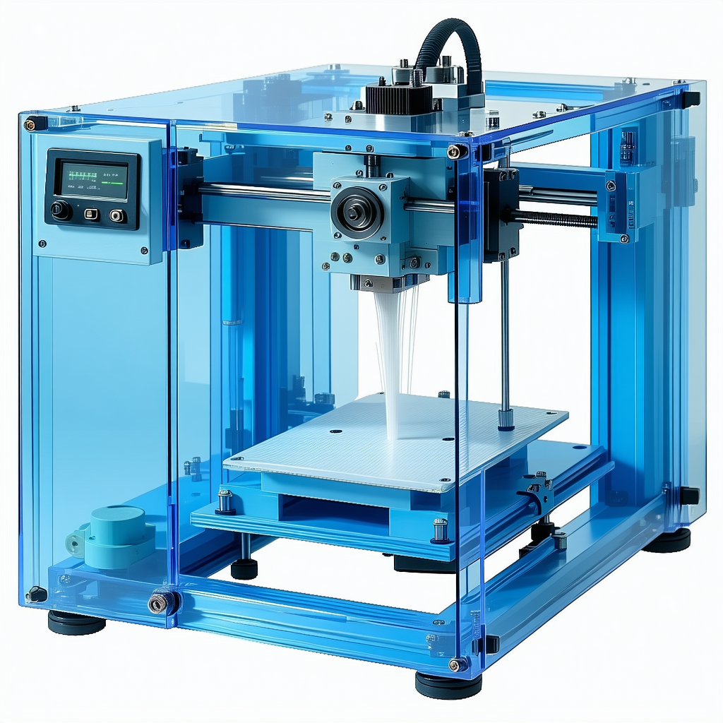 A Blue And White 3d Printer Is Shown In A Close-up View