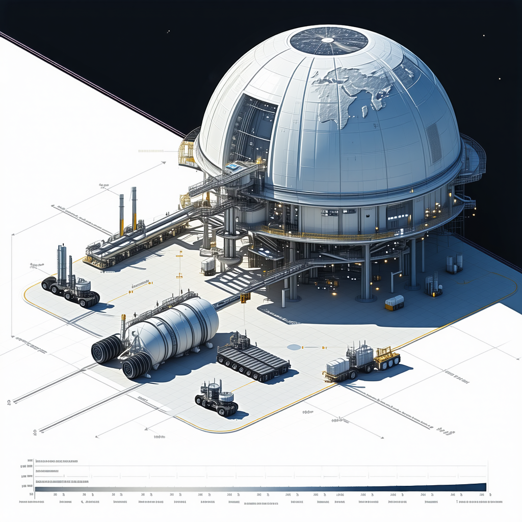 A Large White Dome Structure Is Shown In A 3d Rendering