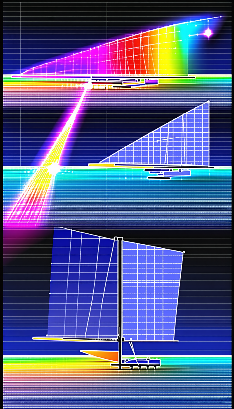 A Blue Sailboat Is Shown In A Computer Graphic