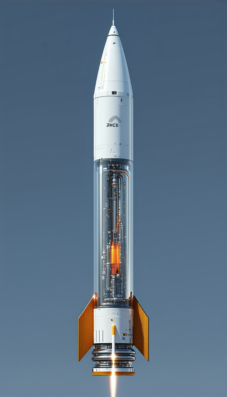 A Rocket Is Shown In A Close-up View, With Its Engine And Fuel Tank Visible