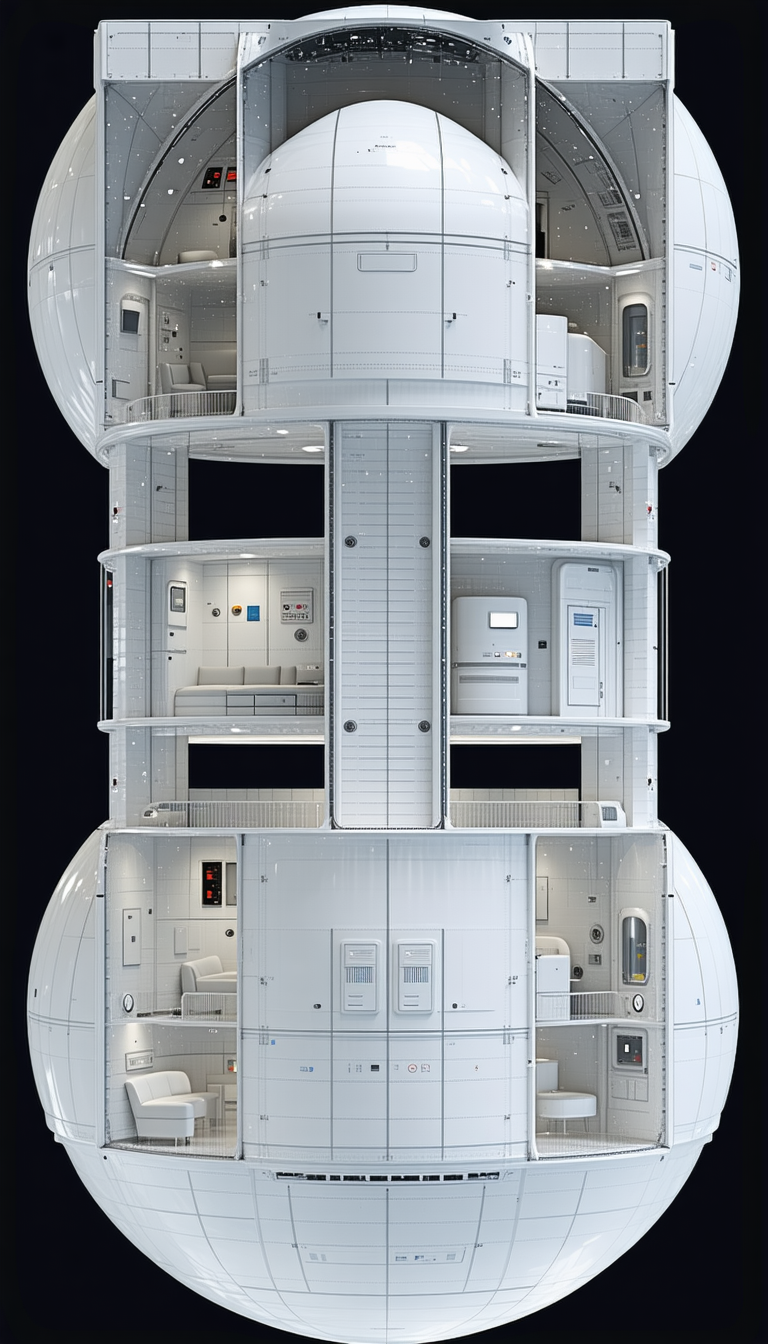 In The Image, There Is A Large White Spacecraft With A Circular Shape