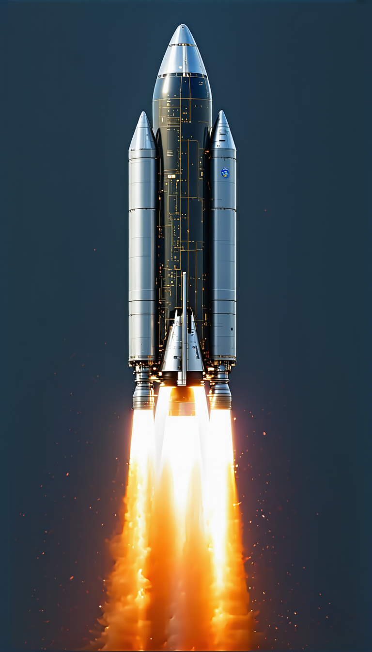 A Large Rocket Ship With A Space Shuttle On Top Of It