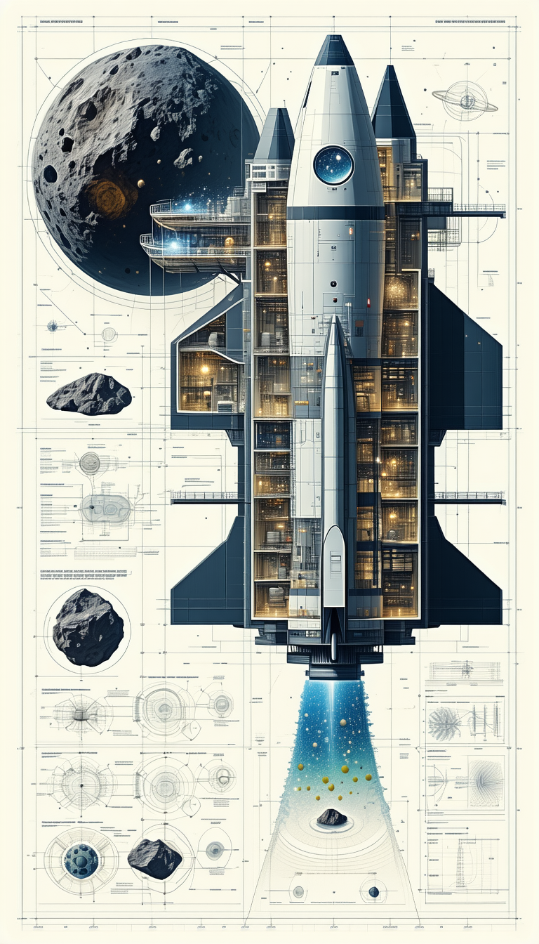 A Space Shuttle Is Shown In A Drawing, With A Large Rocket Ship On The Bottom