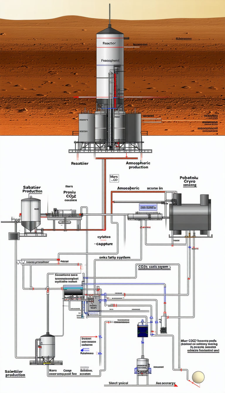 The Image Is A Diagram Of A Chemical Plant, Showing The Various Components And Their Connections