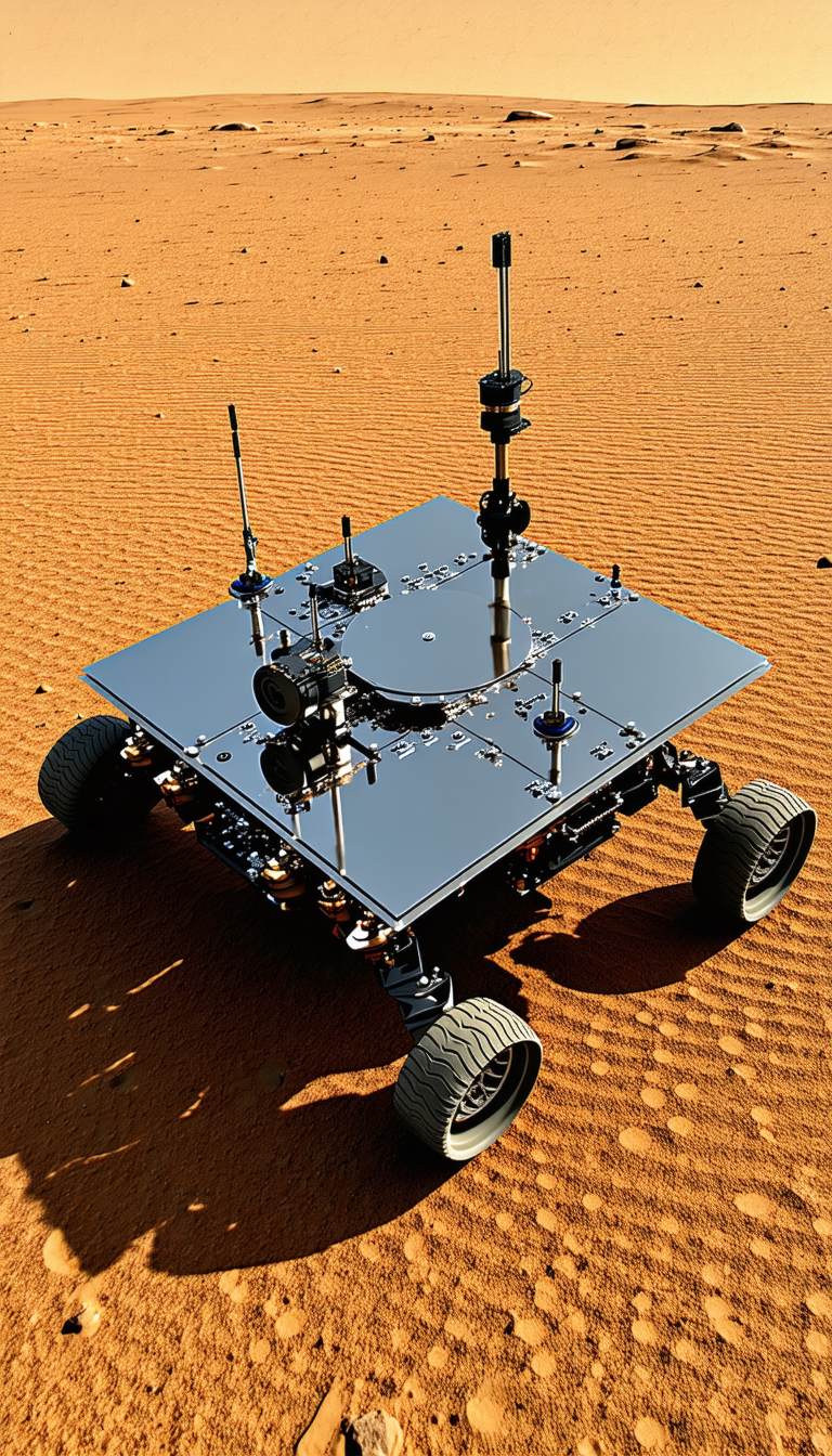 A Large, Flat, And Shiny Object Sitting On A Sandy Surface