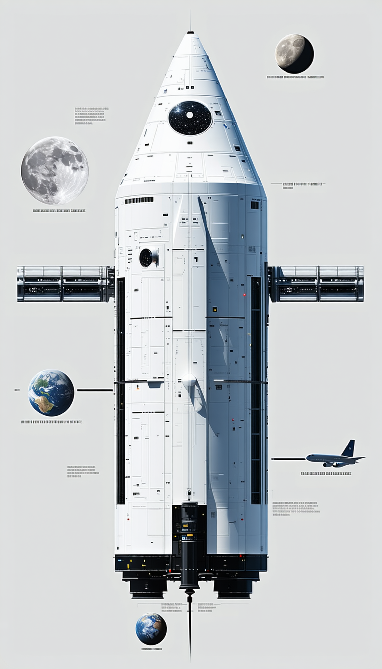A Large White Space Shuttle Is Shown In A Diagram, With A Small Airplane Flying Next To It