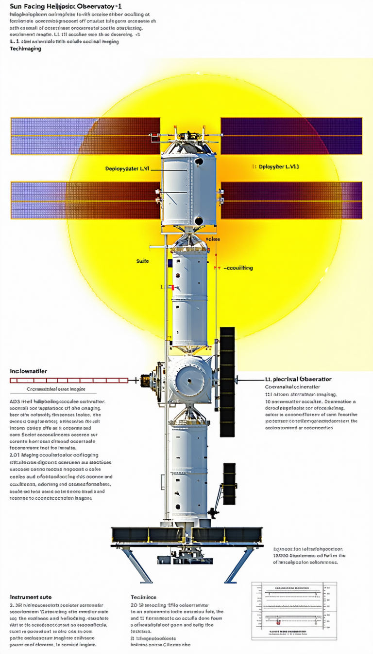 A Spacecraft Is Shown In A Diagram, With A Large Sun In The Background