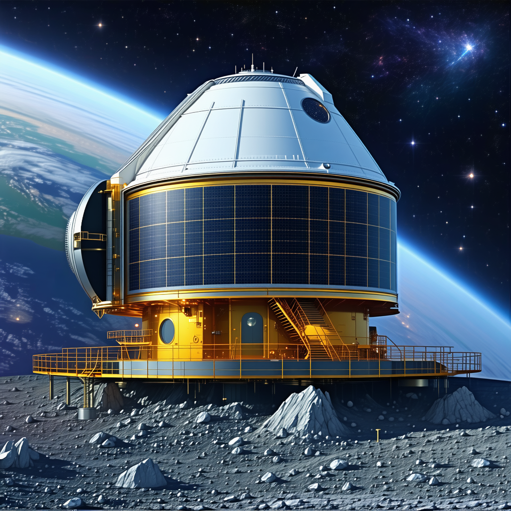 A Large, Round Space Station With A Dome-shaped Structure