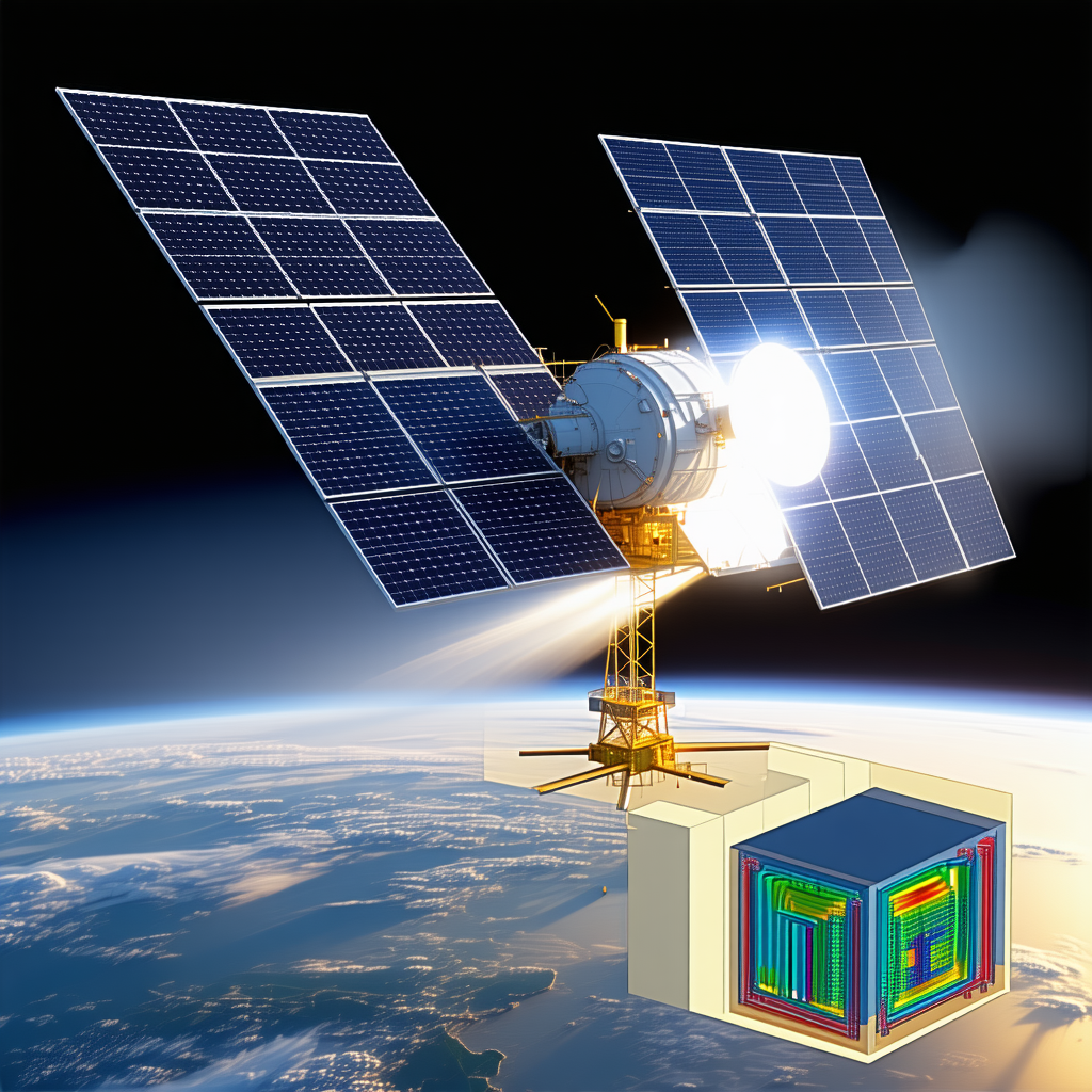 A Spacecraft With A Solar Panel On Its Side, Floating In The Sky