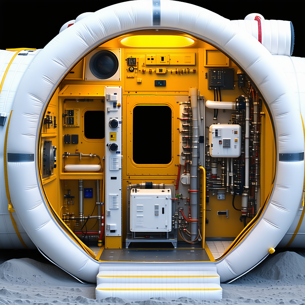 A Large White Spacecraft With A Yellow Interior