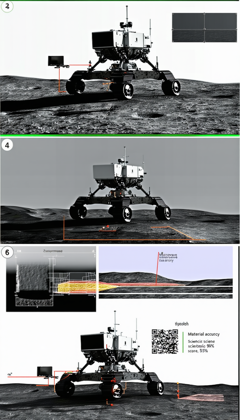 The Image Is A Split-screen Display Of A Rover On The Moon