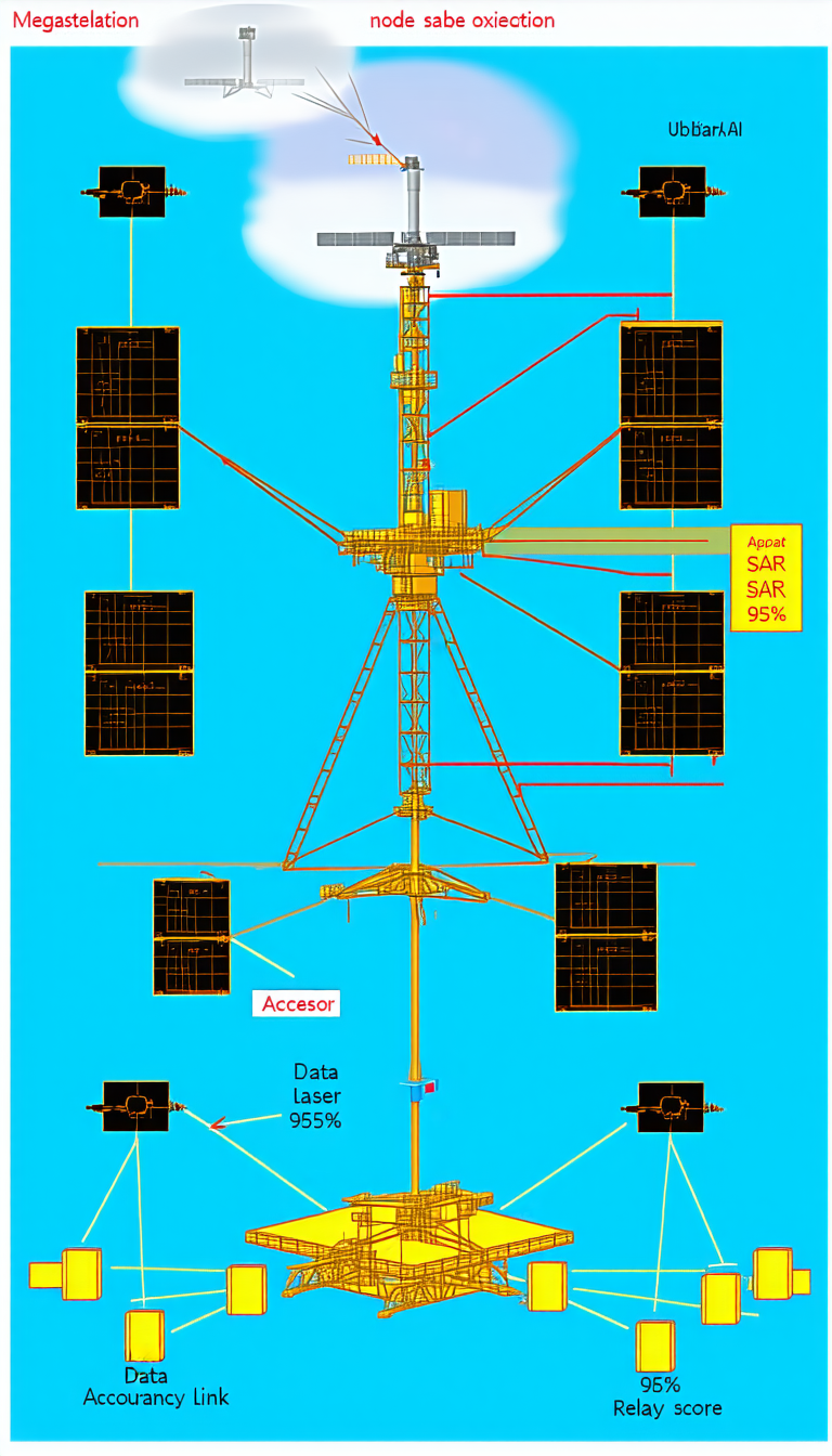 The Image Is A Blueprint Of A Space Station, Showing The Various Components And Their Connections