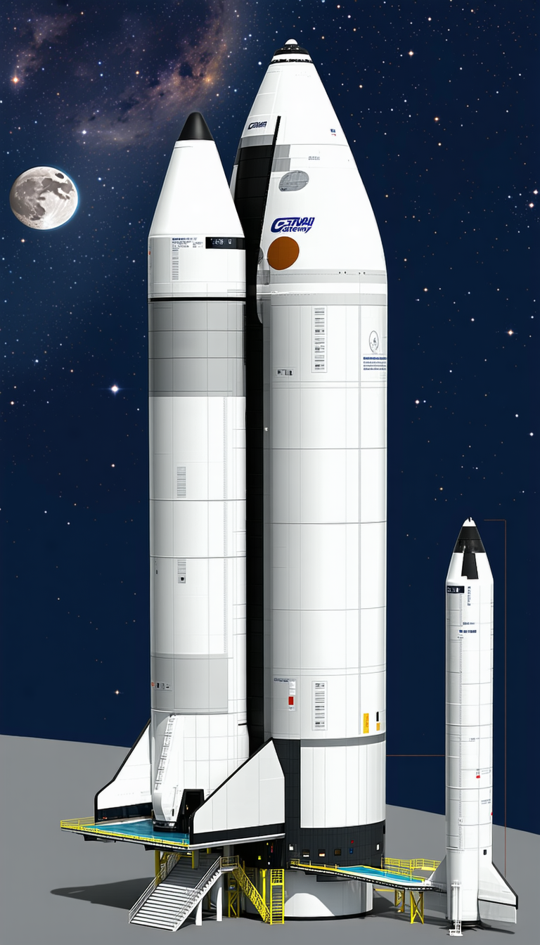 A Large White Rocket Is Shown In A Space Scene