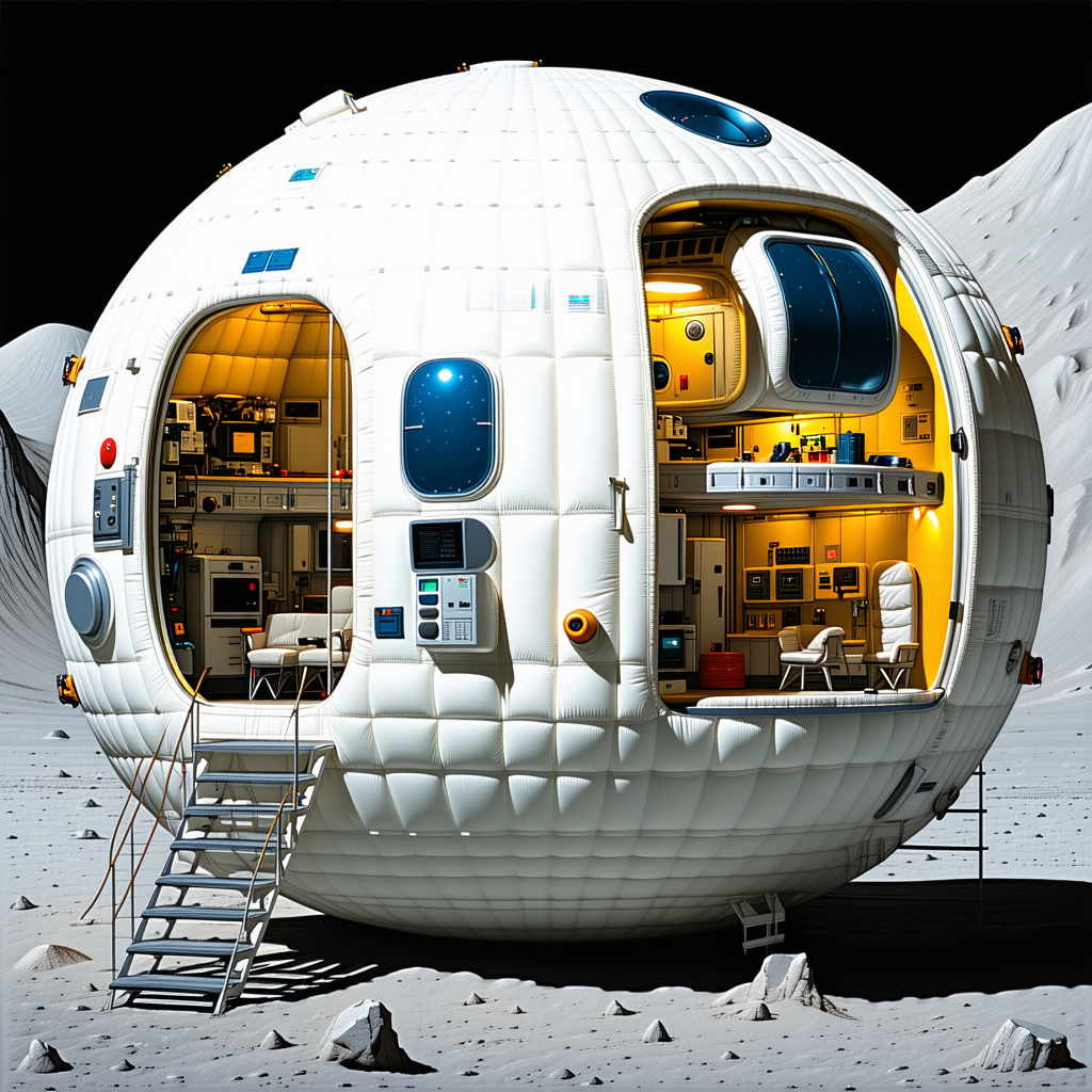 A Large White Dome-shaped Structure, Which Appears To Be A Space Station Or A Moon Base