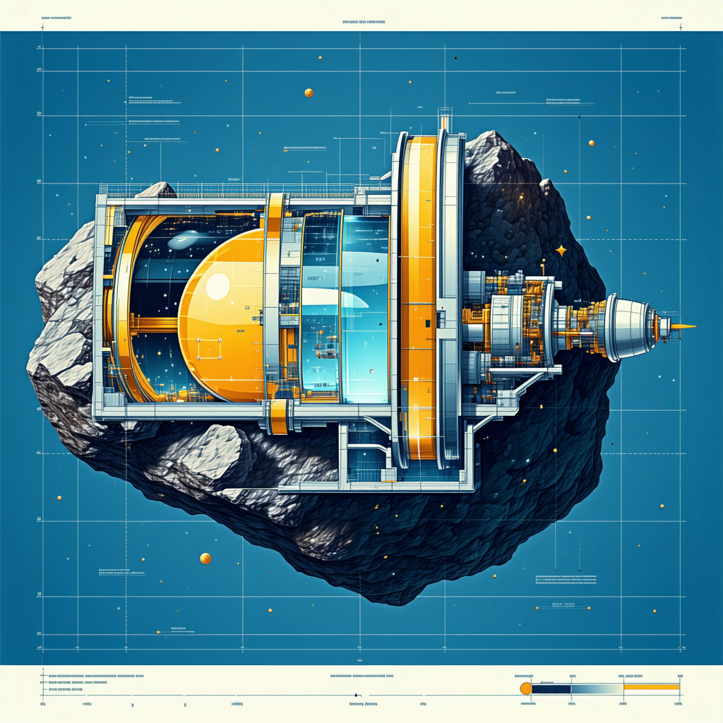 In The Image, There Is A Large, Futuristic-looking Spacecraft With A Yellow And Blue Color Scheme