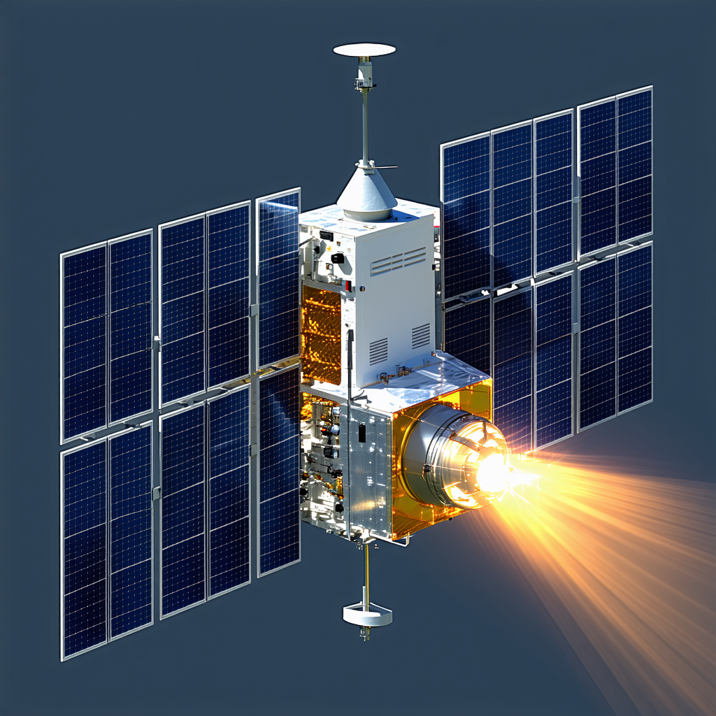 A Spacecraft With A Large Dish Antenna On The Front