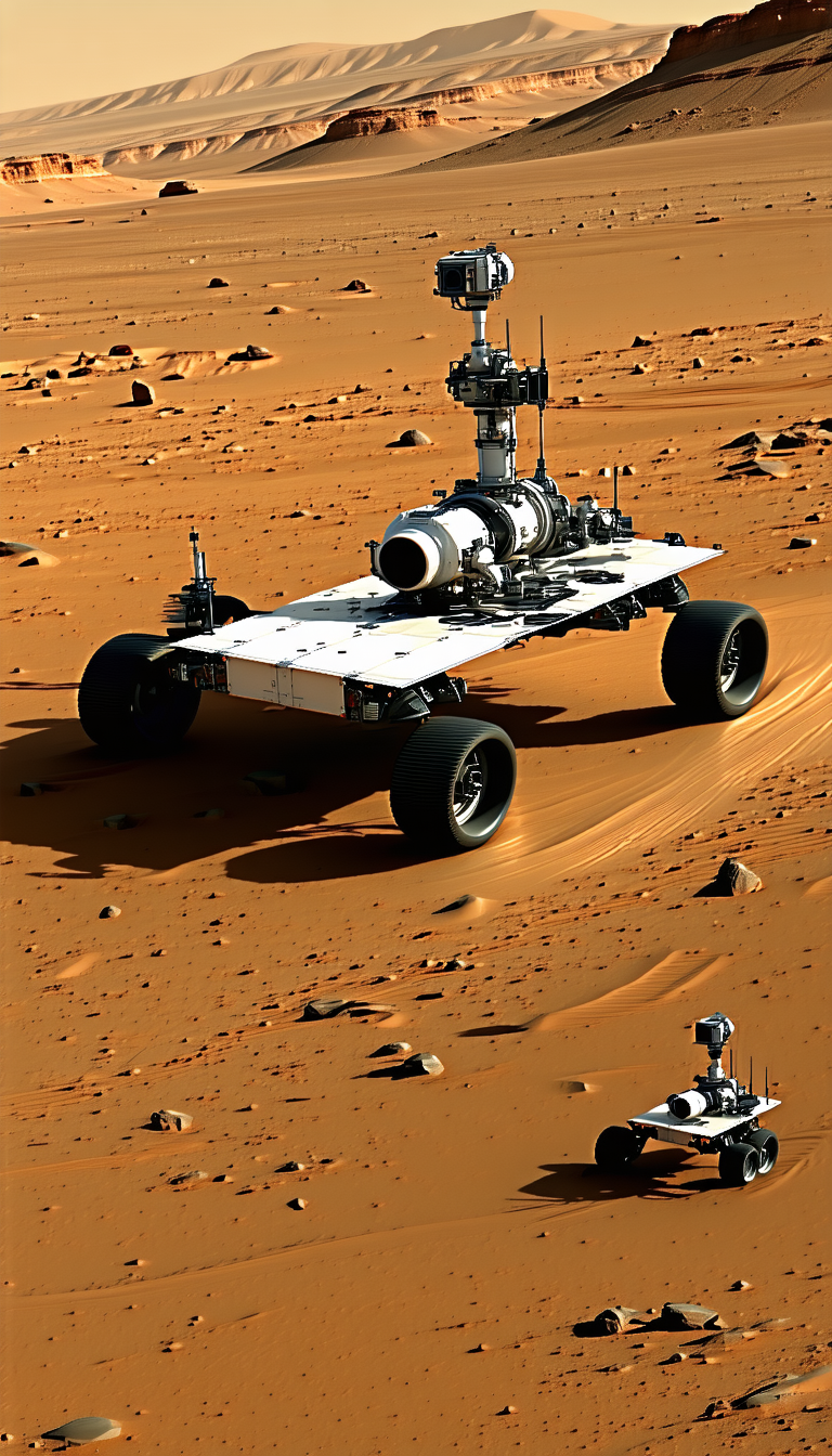 A Large White Vehicle Is Driving On A Dirt Road