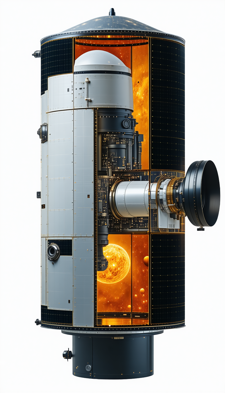 A Large White Spacecraft Is Shown In A Close-up View