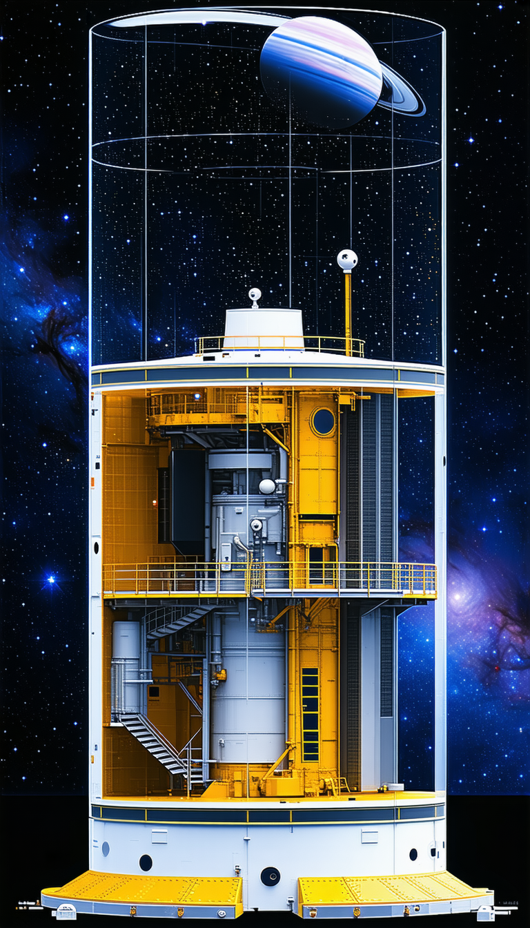 A Large Yellow Structure Is Situated In The Middle Of A Dark Blue Sky