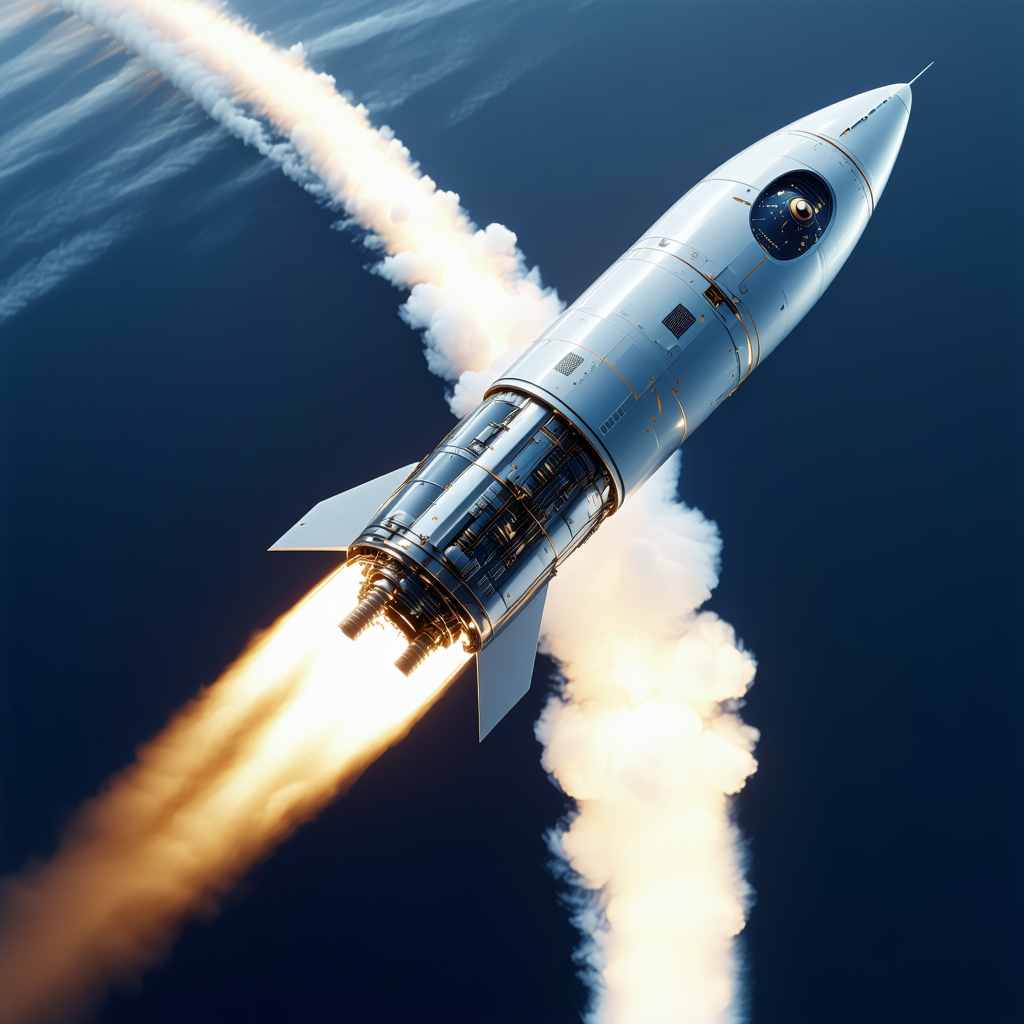 A Rocket Is Seen In The Sky, With Its Tail End Visible