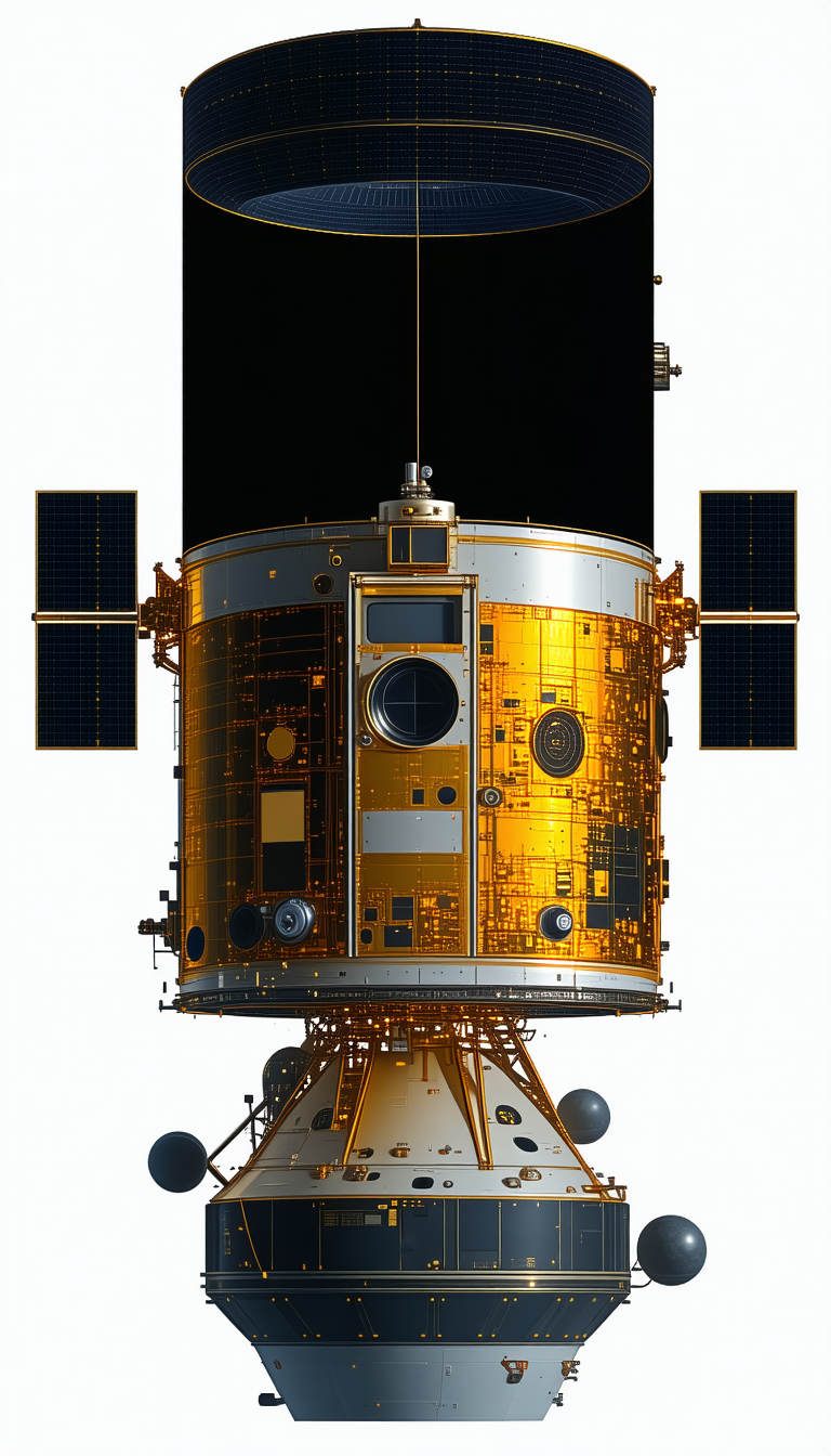 A Spacecraft Is Shown In A 3d Model, With A Large Dome On Top