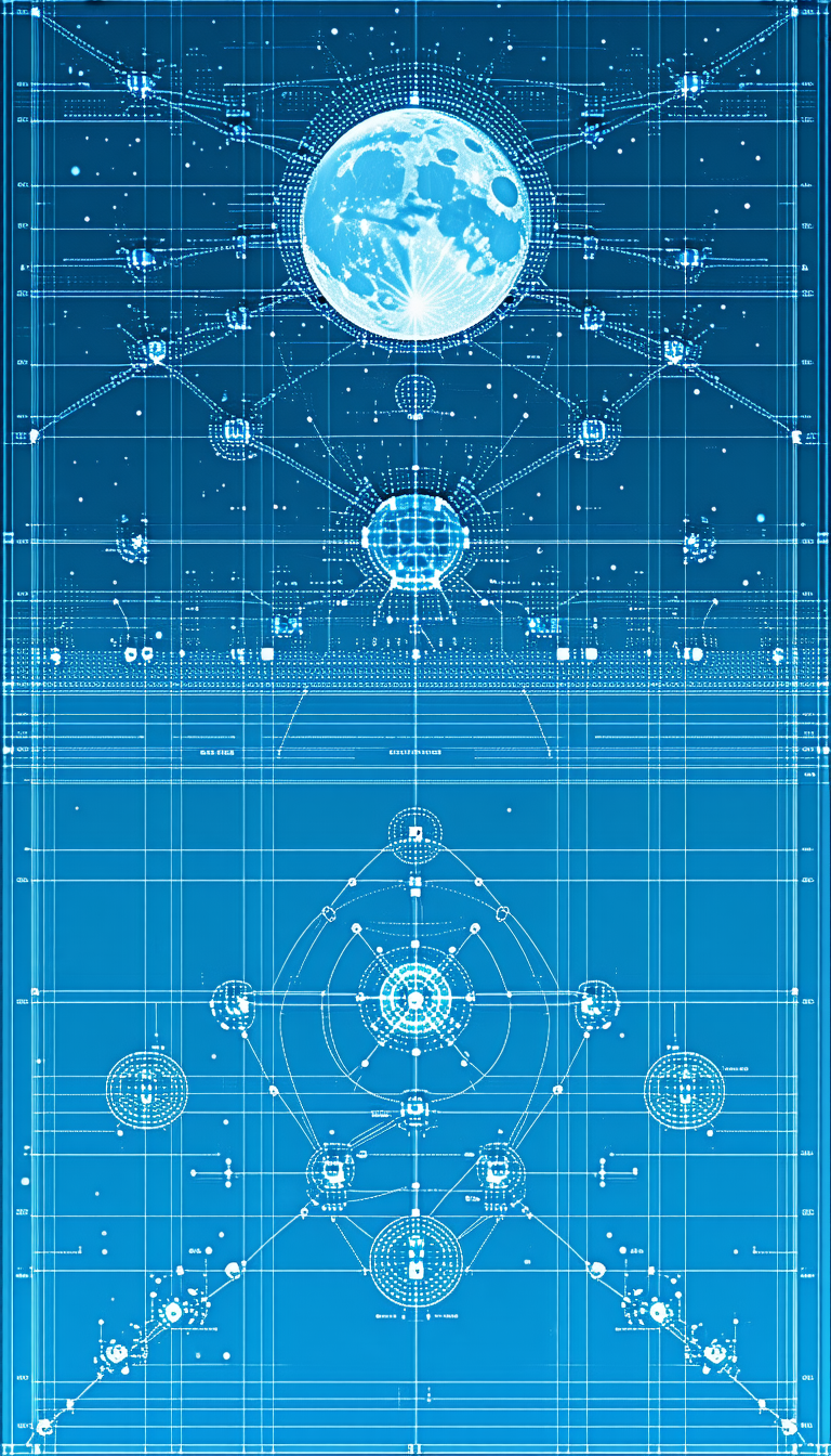 A Blue Drawing Of A Moon And Stars Is Displayed On A Wall