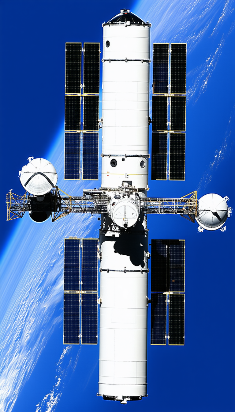 A Large Spacecraft With A Dome-shaped Structure On Top Of It