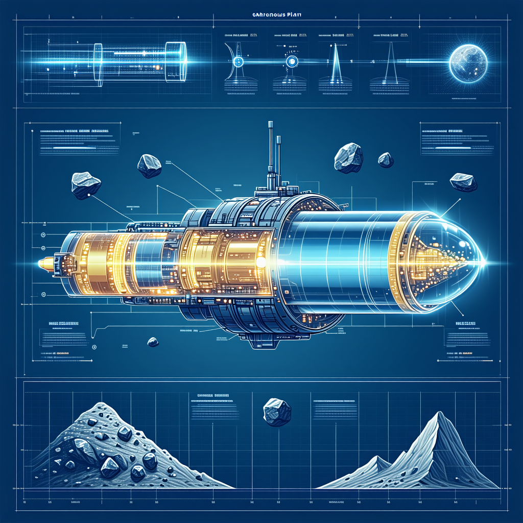 The Image Is A Blue And White Illustration Of A Spacecraft, Possibly A Rocket Or A Space Shuttle