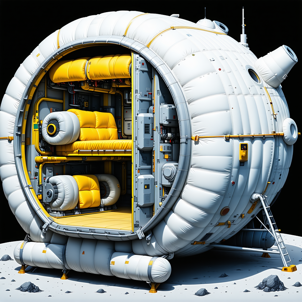 A Large White Spacecraft With A Hollow Center, Resembling A Giant White Ball